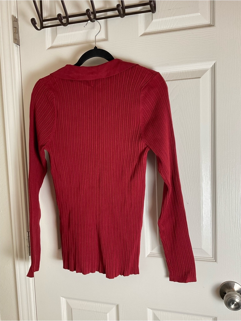ASOS DESIGN Red Ribbed Collared Cardigan - Size 14 - - Picture 7 of 8